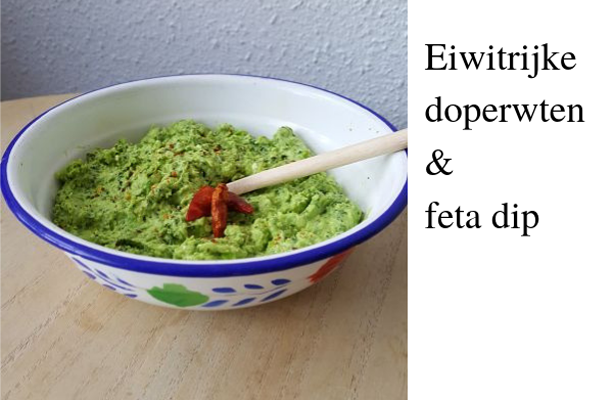 Eiwitrijke doperwten & feta dip